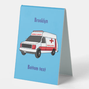 Plaque De Table Belle ambulance rouge caricature van