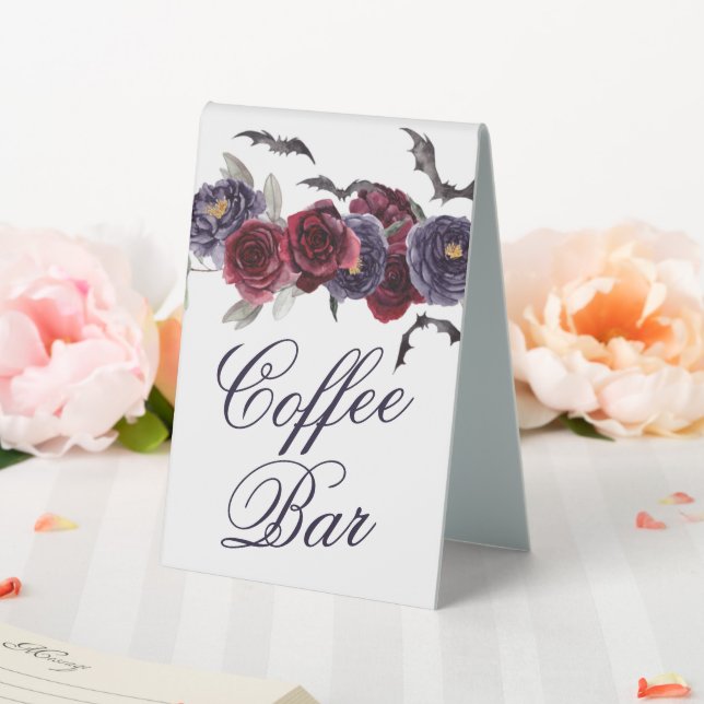 Plaque De Table Belle déplaisante | Gothique Rose et Bat Coffee Ba (In SItu (Mariage))