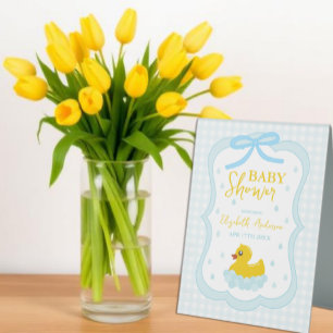 Plaque De Table Bienvenue à la Baby Shower Gingham Garçon aux Gout