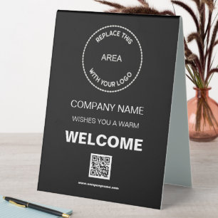 Plaque De Table Bienvenue Entreprise Événement Votre Logo Code QR