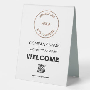 Plaque De Table Bienvenue Entreprise Événement Votre Logo Code QR