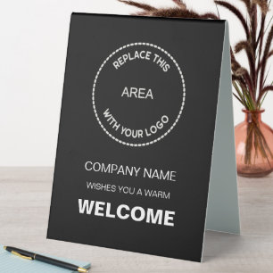Plaque De Table Bienvenue Entreprise Événement Votre Logo Typograp