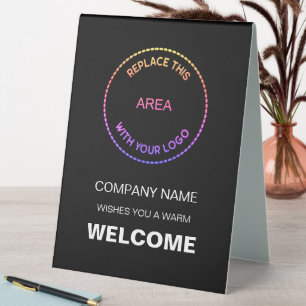 Plaque De Table Bienvenue Entreprise Événement Votre Logo Typograp