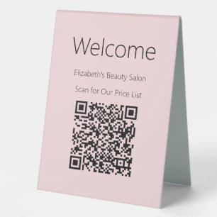 Plaque De Table Bienvenue Liste de prix du code QR de balayage ros