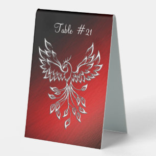 Plaque De Table Blanc Phoenix se lève Rouge n cendres noires Numér