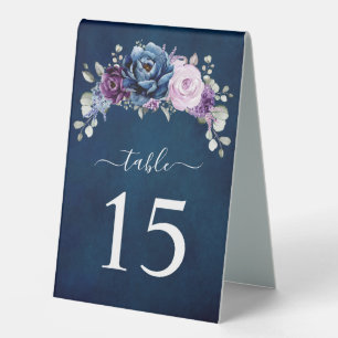 Plaque De Table Bleu bleu pourpre de la marine Lilac Blooms Numéro