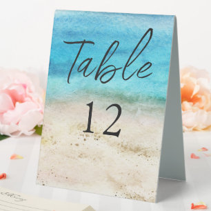 Plaque De Table Blue Watercolor Beach Wedding
