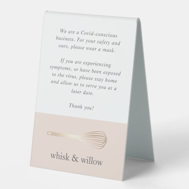 Plaque De Table Blush & Gold Whisk | Sécurité des vidages de boula (Recto)