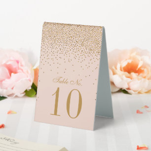 Plaque De Table Blush Pink & Gold Confetti Mariage Numéro de table