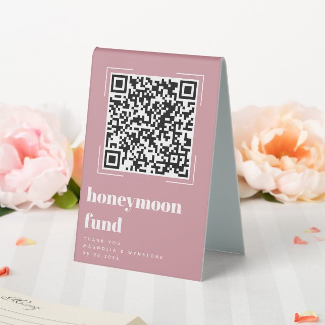 Plaque De Table Blush Rose Mariage Honmoon Fund QR Code (In SItu (Mariage))