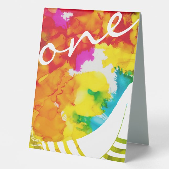 Plaque De Table BM Bat Bar Mitzvah Splash de couleur (Recto)