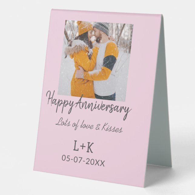 Plaque De Table Boho moderne heureux anniversaire ajouter nom date (Recto)