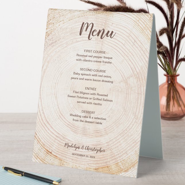 Plaque De Table Bois Mariage rustique bague Bois personnalisé Menu (En SItu (Tableau))
