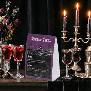 Plaque De Table Boissons de mariage violettes gothiques corbeaux n