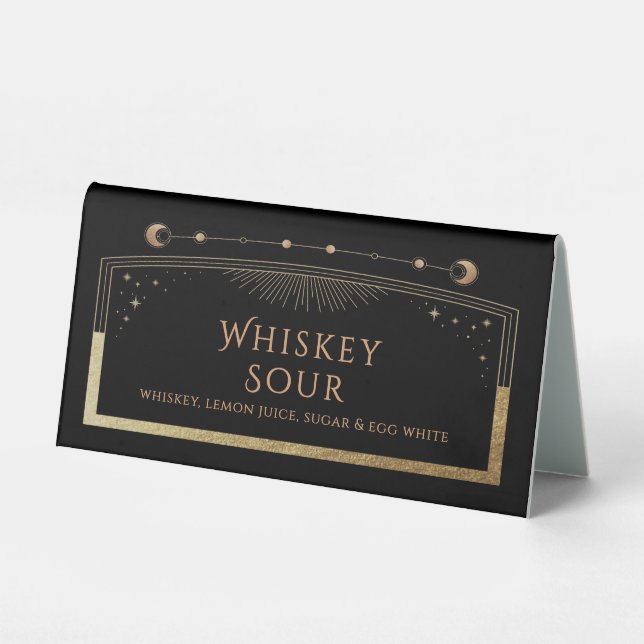 Plaque De Table Boissons Mariage Celestial Black Gold (Recto)