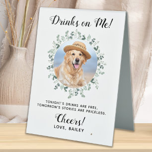 Plaque De Table Boissons sur moi Chien Open Bar Photo Animaux Mari
