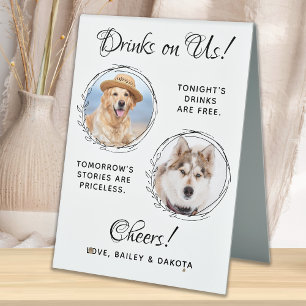 Plaque De Table Boissons Sur Nous Mariage Animaux domestiques Phot