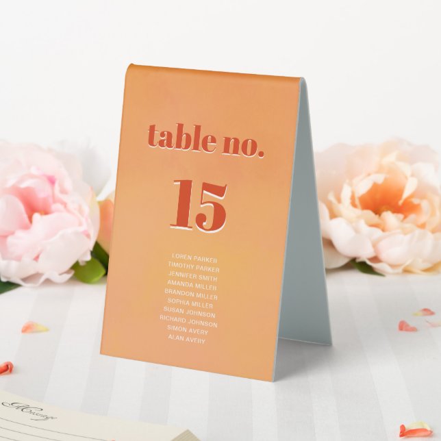 Plaque De Table Bold Modern Orange Sunset Seating Chart Wedding (In SItu (Mariage))