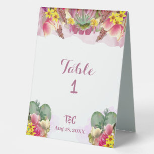Plaque De Table Botanique Floral Fleur sauvage Nombre de tables