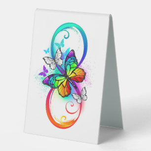 Plaque De Table Bright infinity with rainbow butterfly