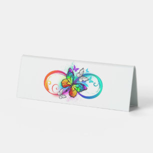 Plaque De Table Bright infinity with rainbow butterfly