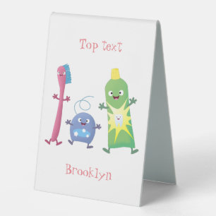 Plaque De Table Brosse à dents mignonne dentifrice dentaire soie d