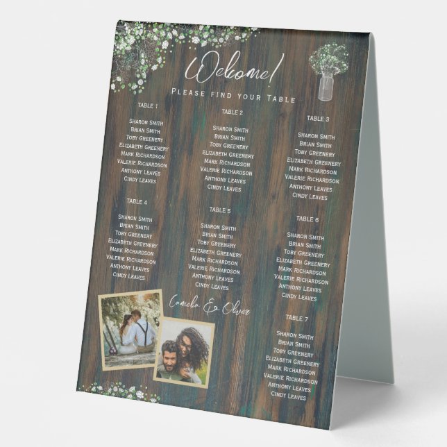 Plaque De Table BUDGET 7 Tableau Sièges Rustiques Gypsophila (Recto)