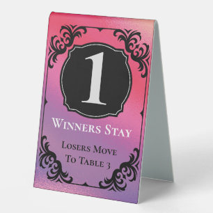 Plaque De Table Bunco Table Une Carte Noir Blanc Élégant