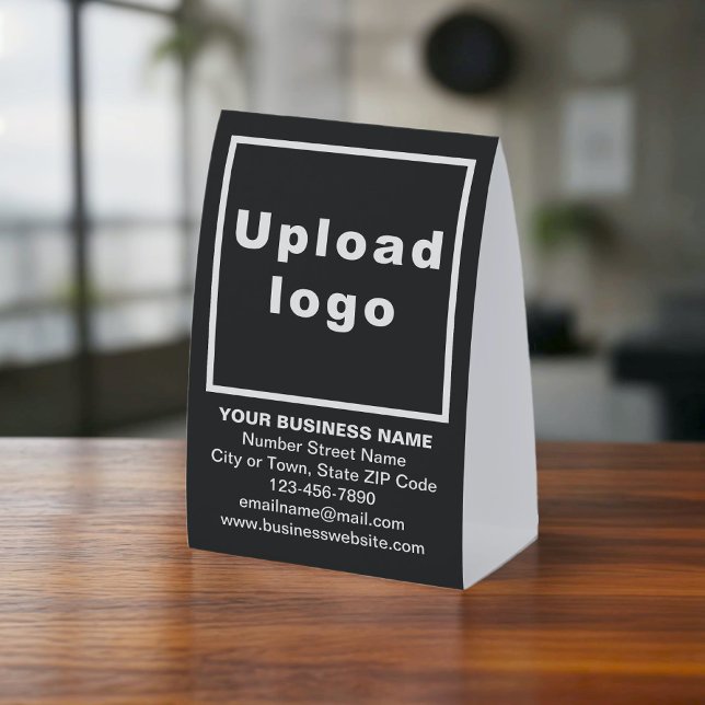 Plaque De Table Business Brand on Black Paper Table Tent (Black paper table sign tent style with your business brand)