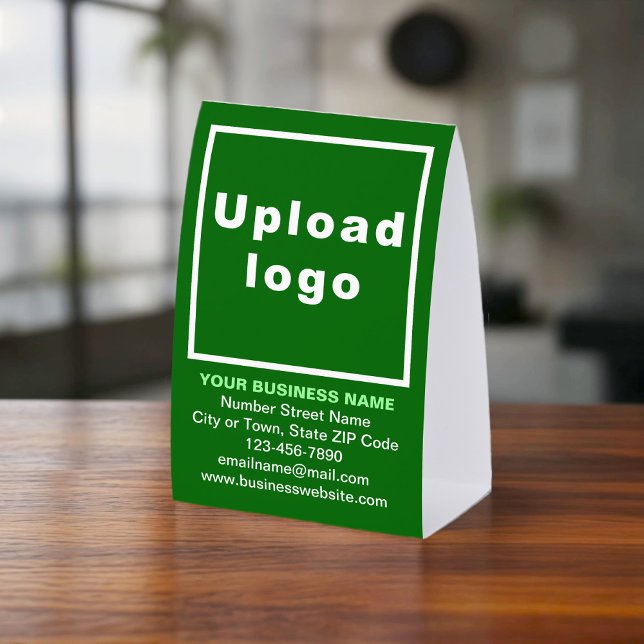 Plaque De Table Business Brand on Green Tent Style Table Sign (Green paper table sign tent style with your business brand)