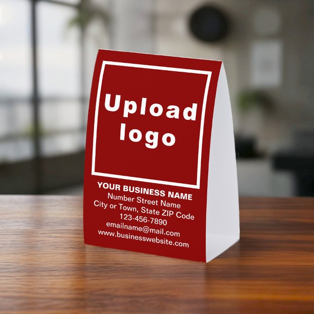 Plaque De Table Business Brand on Red Tent Style Table Sign (Red paper table sign tent style with your business brand)