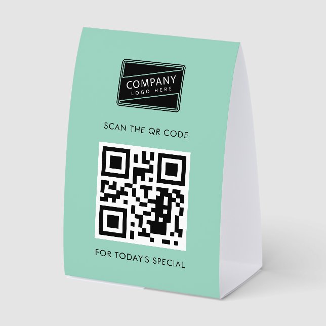 Plaque De Table Business Logo and QR Code Custom (Recto)