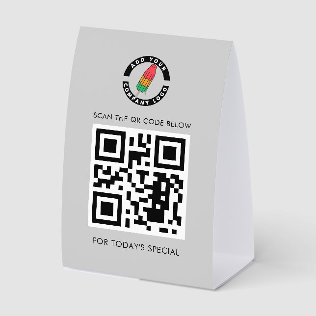 Plaque De Table Business Logo and QR Code Special Menu Custom (Recto)