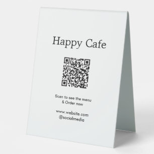 Plaque De Table Cafe restaurant scanner pour voir le menu commande