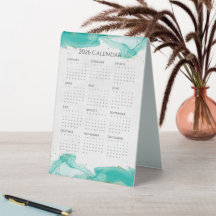 Calendrier 2026 Vagues marbrées Tropical Turquoise