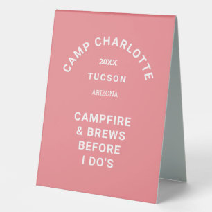 Plaque De Table Camp Crest Pink Camping Thème Bachelorette