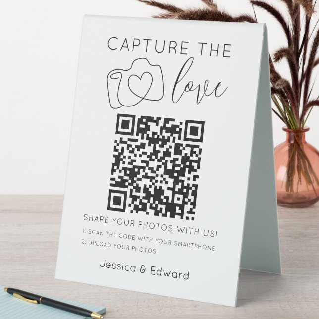 Plaque De Table Capturez L'Amour Qr Code Black Chic Mariage modern (En SItu (Tableau))