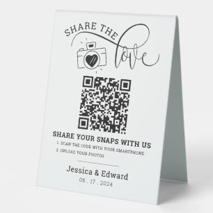 Plaque De Table Capturez Le Love Qr Code Black White Chic Mariage