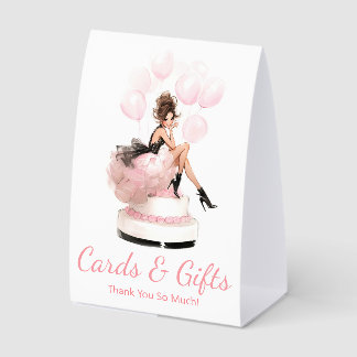 Plaque De Table cards and gifts ,pink script birthday girl