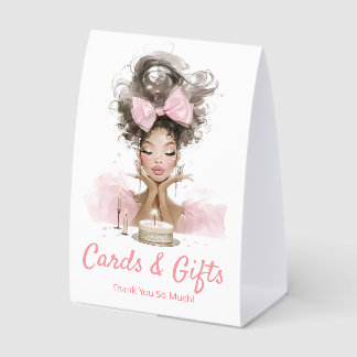 Plaque De Table cards and gifts ,pink script birthday girl trendy