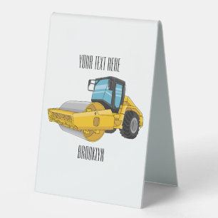 Plaque De Table Caricature à rouleaux de route