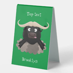 Plaque De Table Caricature amusante de buffle d'eau courante