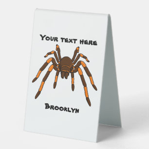 Plaque De Table Caricature déplaisante de tarantule brun et orange