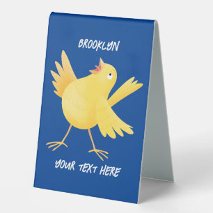 Plaque De Table Caricature d'oiseau canari jaune chantant mignon