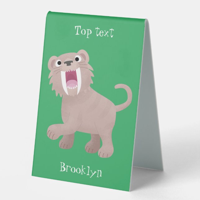 Plaque De Table Caricature du tigre mignon Saber Toothed Smilodon (Recto)