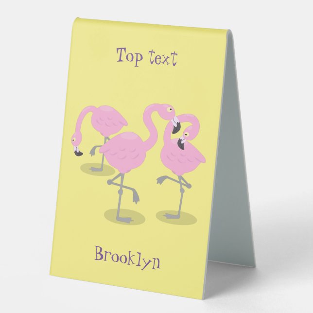 Plaque De Table Caricature en trio flamand rose mou (Recto)