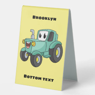 Plaque De Table Caricature joli tracteur vert joyeux