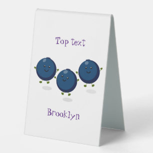 Plaque De Table Caricature mignonne de bleuets violets