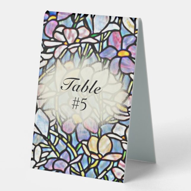 Plaque De Table Carreaux de mosaïque florale Numéros de tableau (Recto)