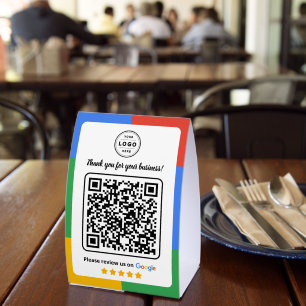Plaque De Table Carte de demande d'avis Google avec logo et QR Cod